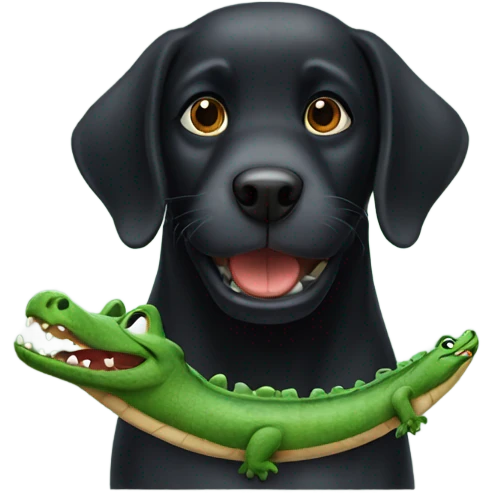 Black dog with alligator in mouth emoji