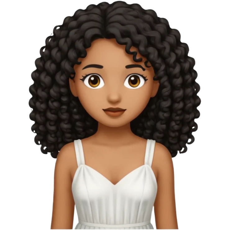 Uma menina morena cabelo cacheado longo e preto  emoji