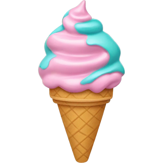 pink and teal soft serve ice cream with kawaii stuff emoji
