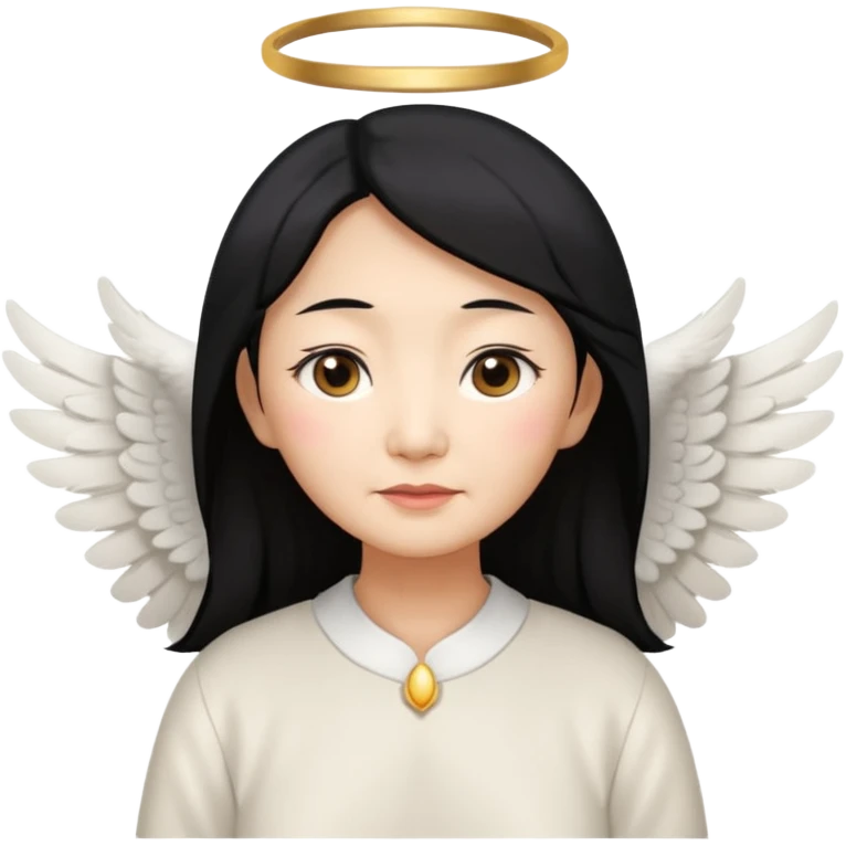 Angel Old Lady with wings black hair asian  smaller eyes emoji