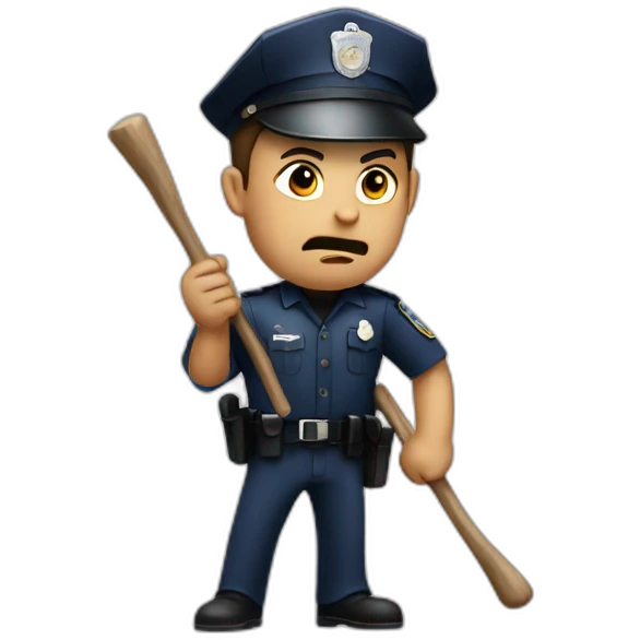 Police man angry holding a stick emoji
