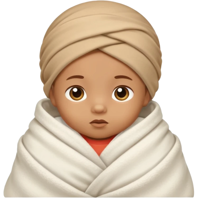 light brown skinned baby swaddled in a white blanket emoji
