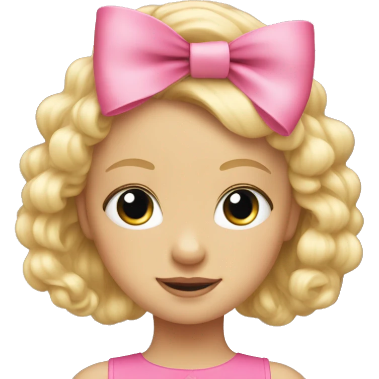 Pink bow in little blonde girls hair emoji