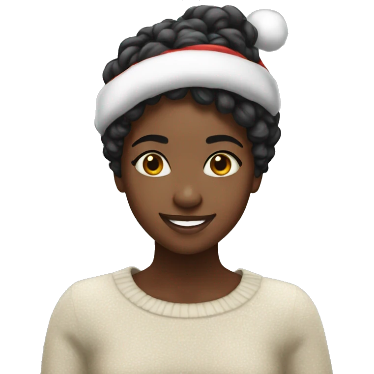 black girl happy in Christmas emoji
