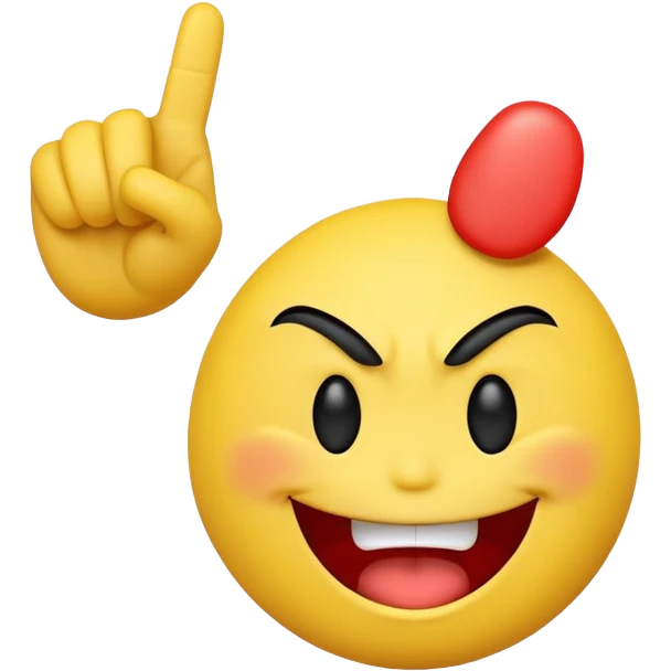 A smiley face doing the middle finger emoji
