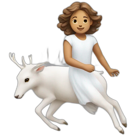 An angel flying with white deer emoji