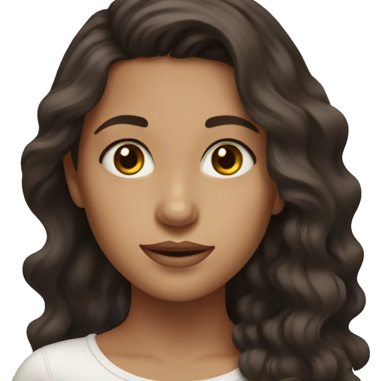make a wavy brunette girl with dark colored eyes emoji