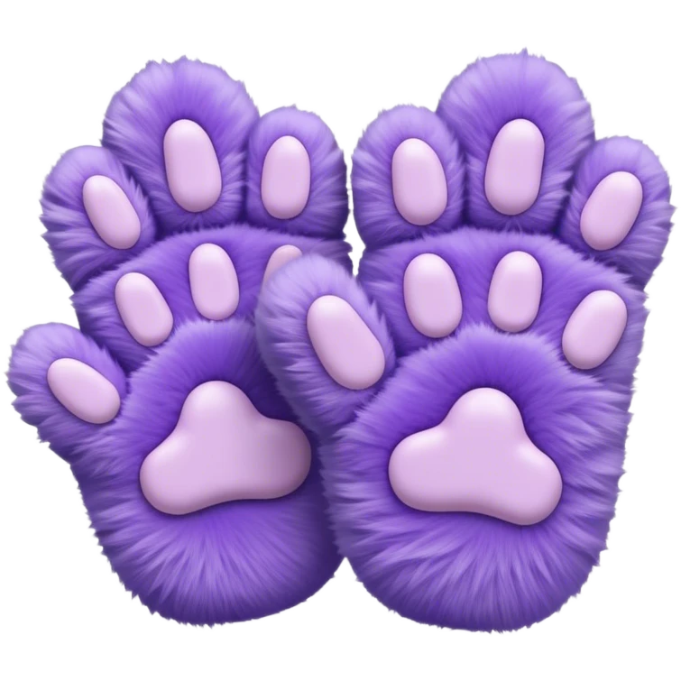 Pastel purple fuzzy cozy furry cat paw mittens  emoji