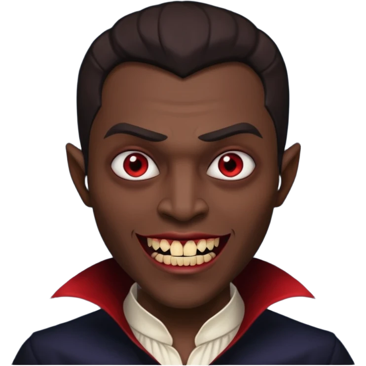 make this have vampire teeth and make him dark skinned emoji