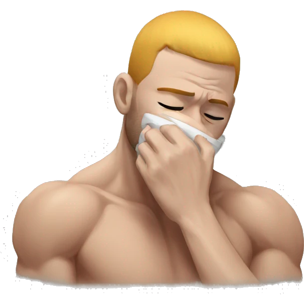an mma fighter in pain covering his face emoji