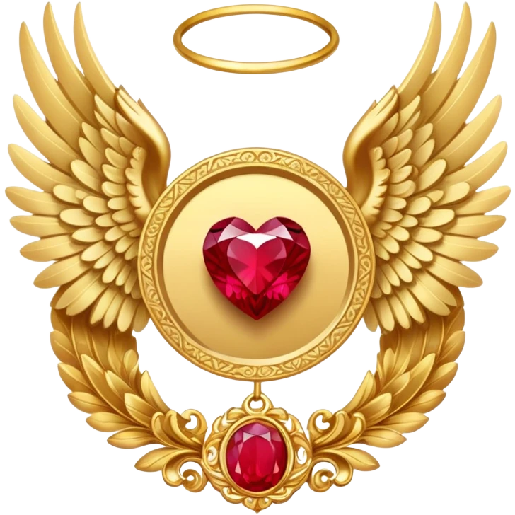  3 place award Number in frame decorated with golden angel  wings and rubby stone emoji