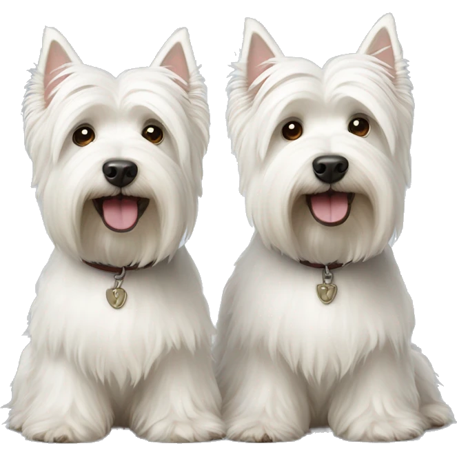 Two white highland terriers of different sizes emoji