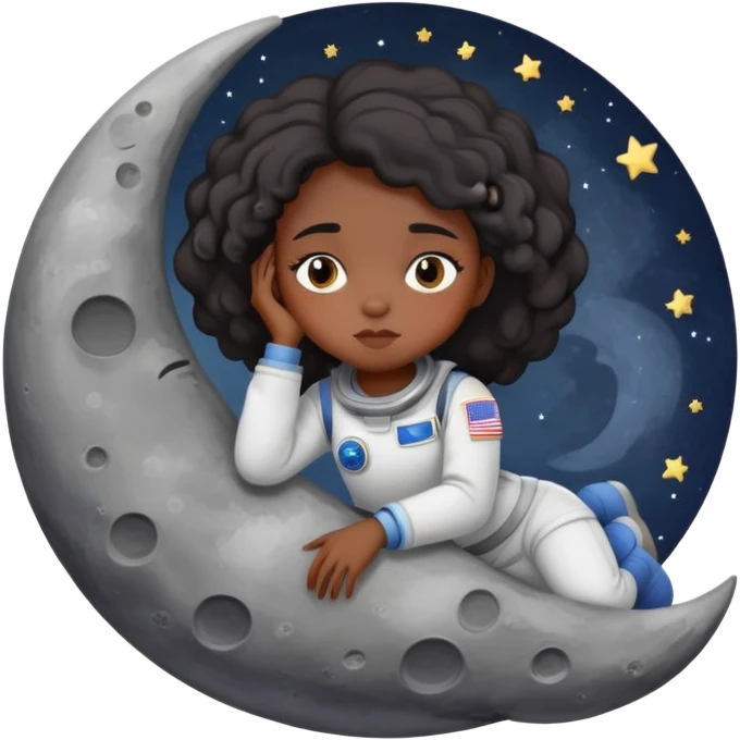 sleepy black girl on moon emoji