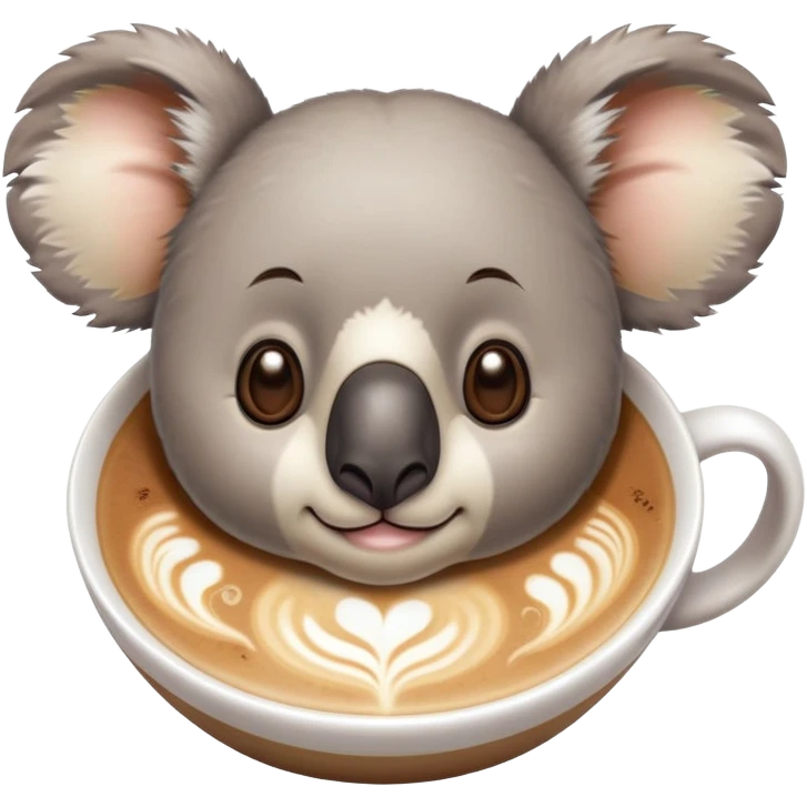 Latte art with face of koala emoji