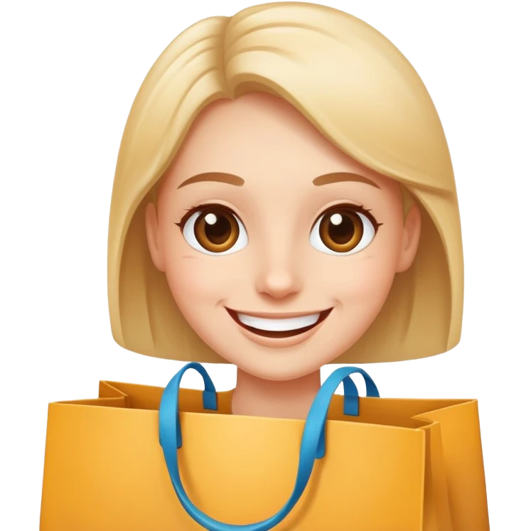 happy customer with shopping bag emoji