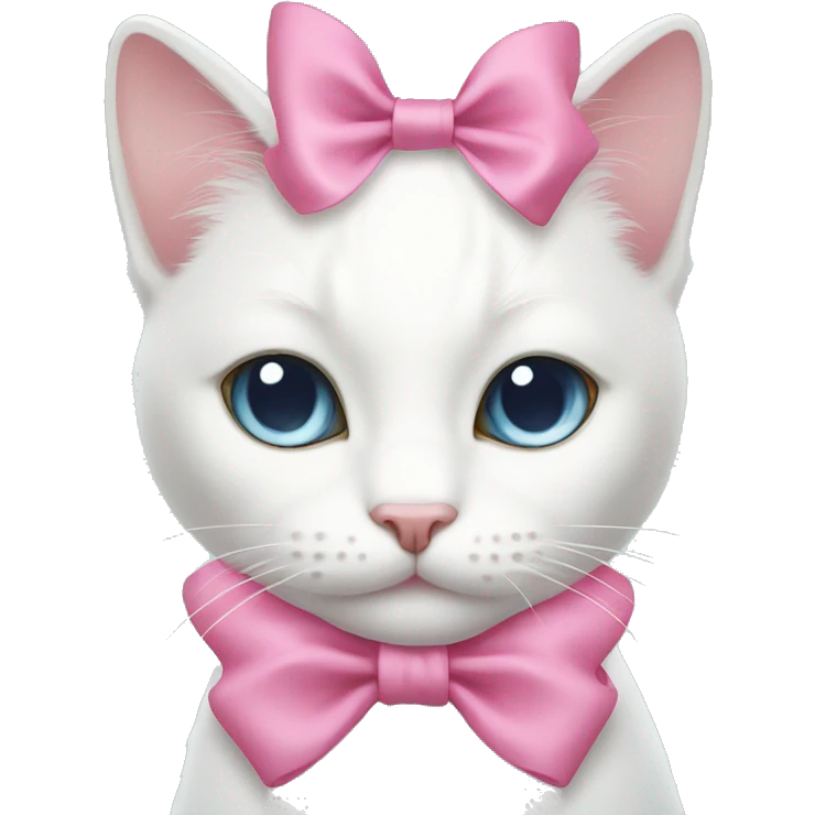 White cat with pink bow emoji