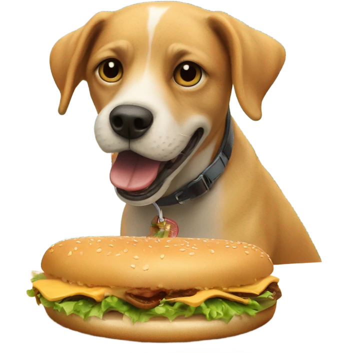 dog eat burger on surfboard emoji