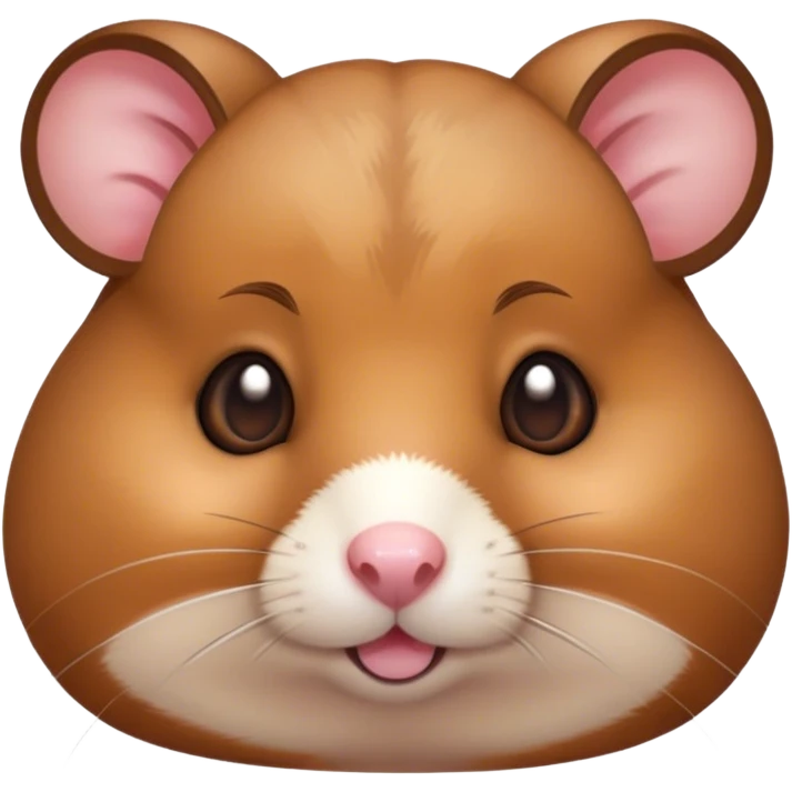 Cinematic Cute Brown Hamster Portrait Emoji, Head tilted playfully and inquisitively, featuring a glossy, rich brown fur with a delicate sheen, round, sparkling dark eyes filled with curiosity, Simplified yet irresistibly adorable features, highly detailed, glowing with a warm, friendly glow, high shine, affectionate and lively, stylized with a touch of whimsy, bright and endearing, soft glowing outline, capturing the essence of a mischievous yet loving hamster, so playful it feels like it could dash out of the screen and into your arms! emoji