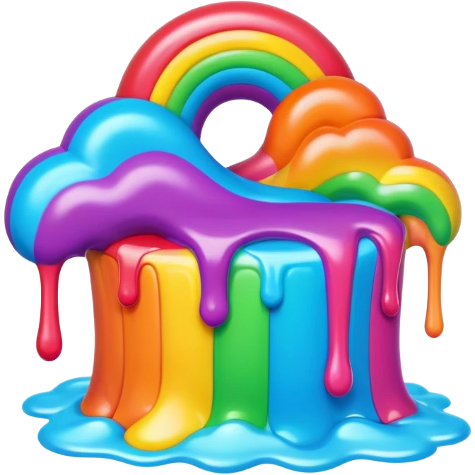 melting neon rainbow candy land landscape emoji