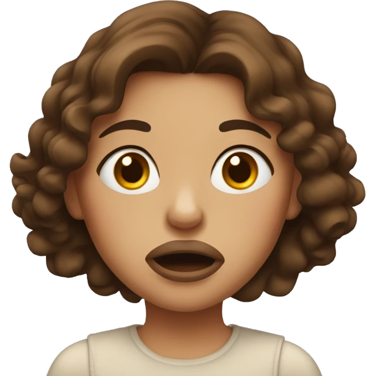 A girl with brown hair blows her lips emoji