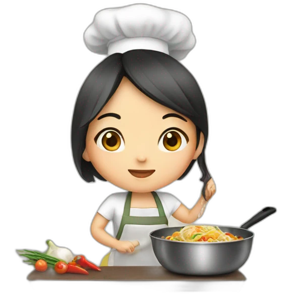 Asian girl cooking food emoji