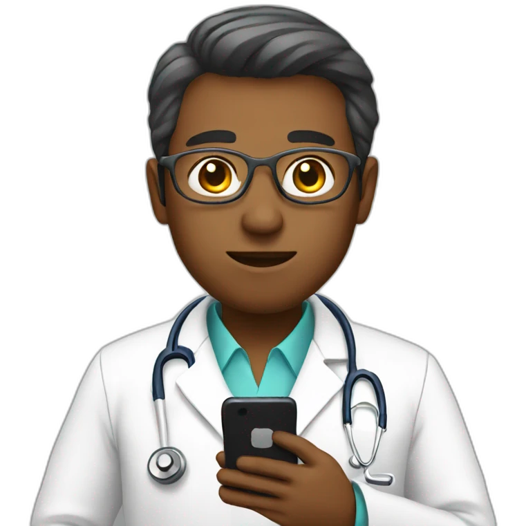 Doctor using smartphone emoji