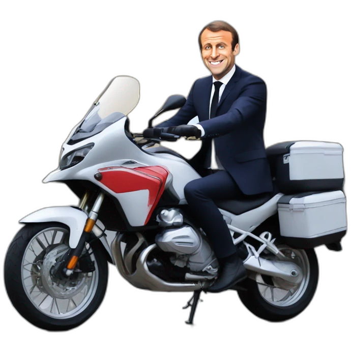 Emmanuel macron sur une moto emoji
