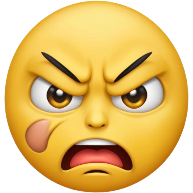 angry face emoji which is also rolling it's eyes emoji