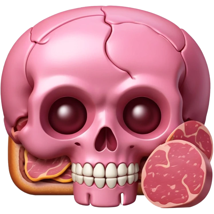 kawaii skull EMOJI made of SPAM MEAT emoji