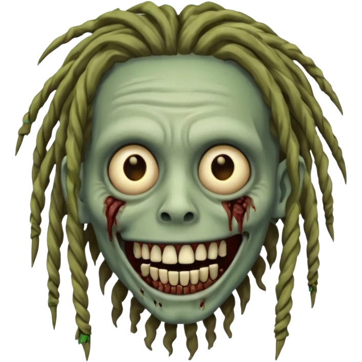 zombie with dreads with braces smiling  emoji