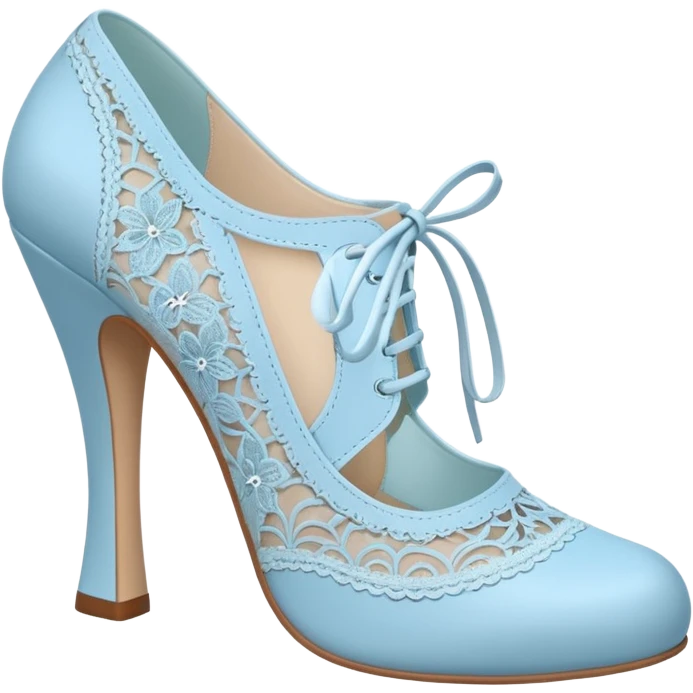 pastel blue heel shoe with lace  emoji