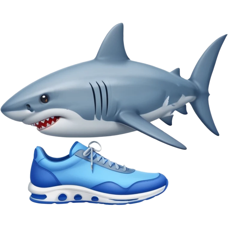 Un tiburón con tres tenis azules emoji