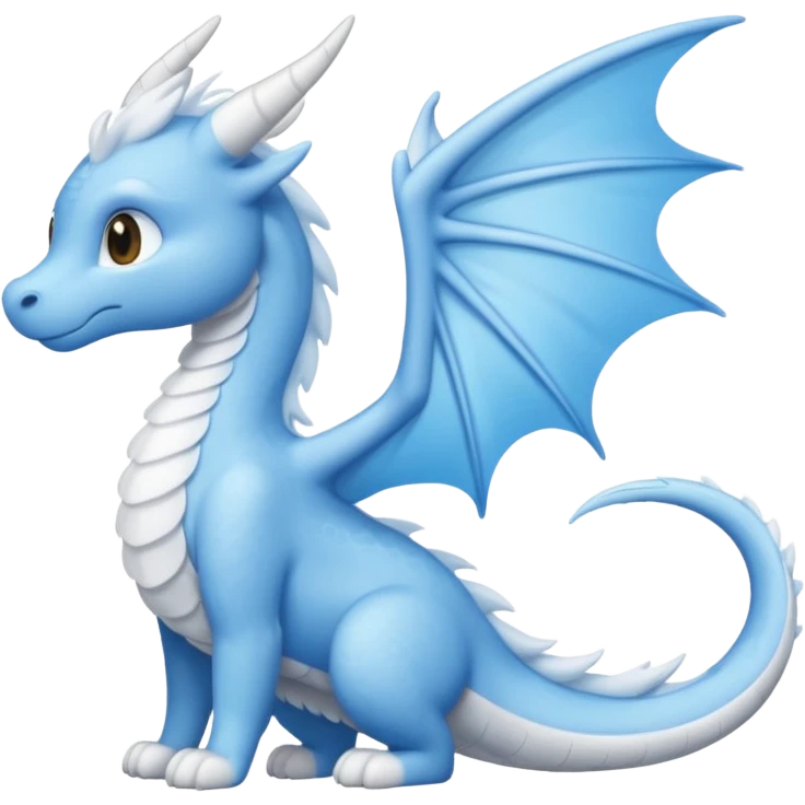 Sky dragon With her elongated, sleek sky-blue form and soft,fluffy cloud-white wings, ears, and tail emoji