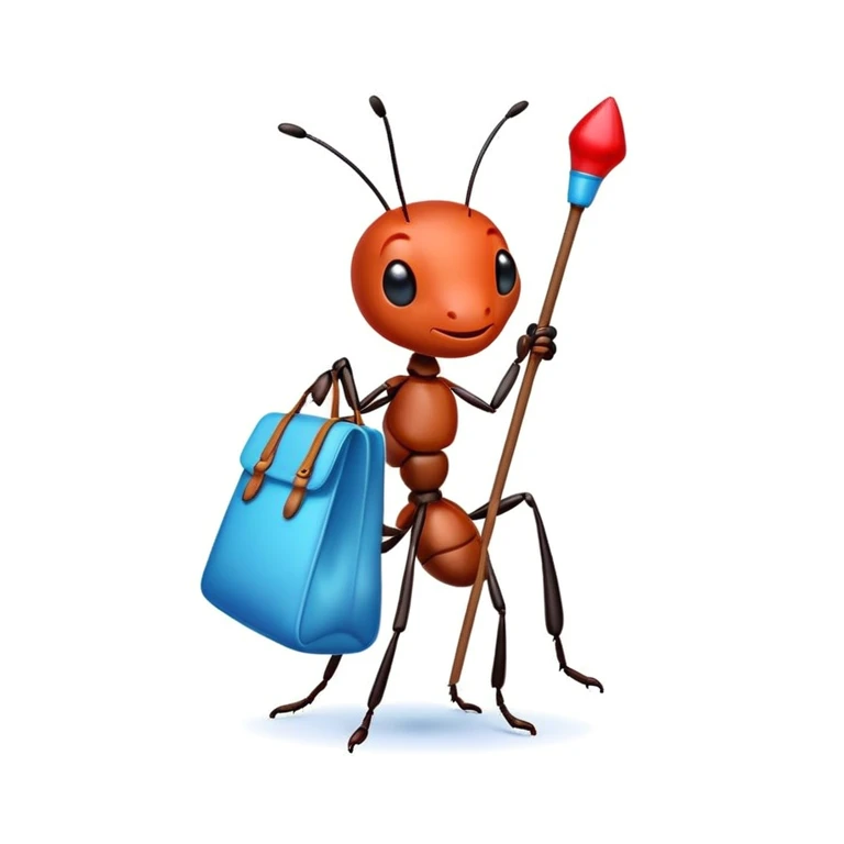 ant carrying a bag on a stick emoji