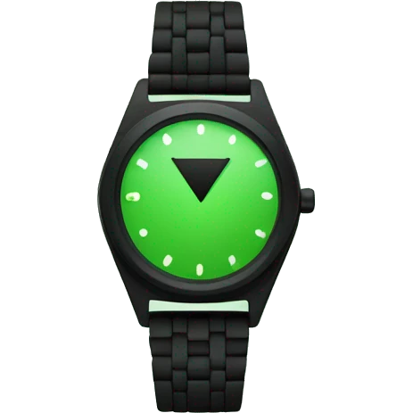 create a watch in which there should be two black colored triangles vertically placed in front of each other and the watch's background should be green. emoji