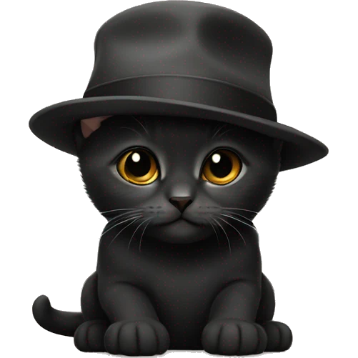 Black british kitten with a top beige hat emoji