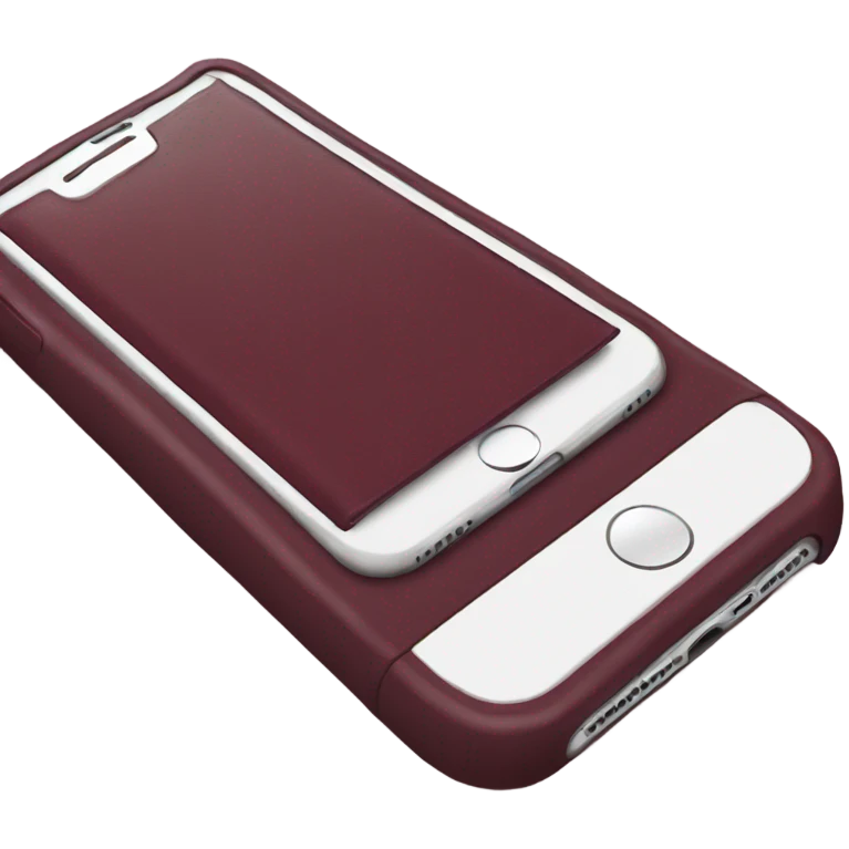 iPhone with burgundy case emoji