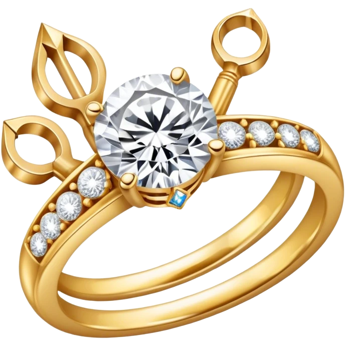 Create a bright and detailed icon representing jewelry art and the craft of making jewelry. The design should feature elements like a sparkling diamond, a gold ring, a jeweler’s tools (such as pliers and a workbench), and some delicate detailing that conveys craftsmanship and luxury. The icon should be clean, vibrant, and visually striking, with a balance of sophistication and creativity. emoji