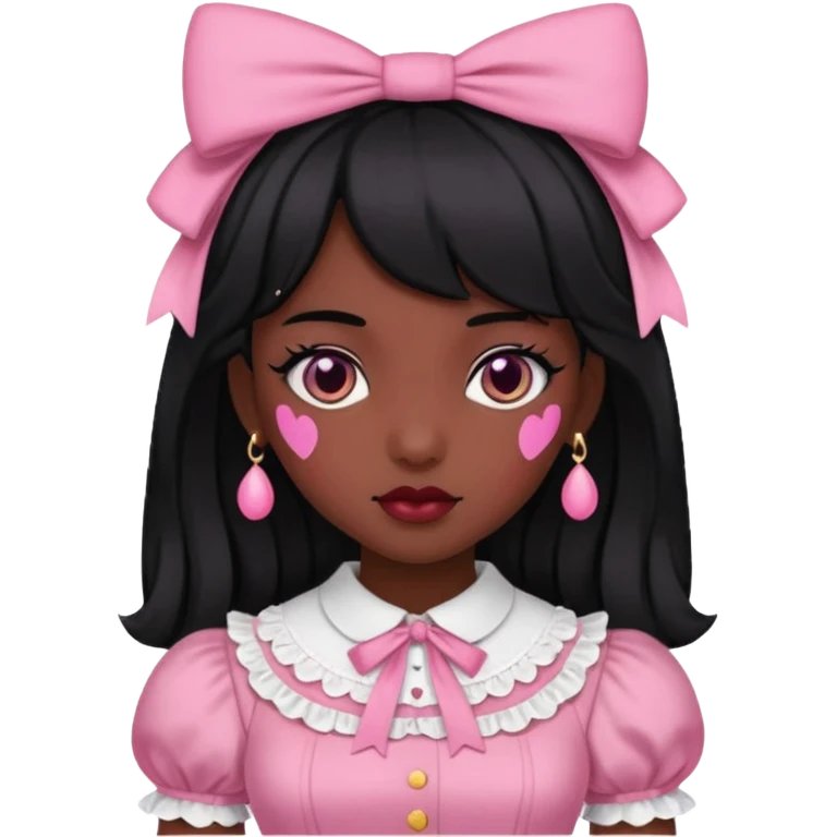 Pink dark skin Lolita with black hair emoji