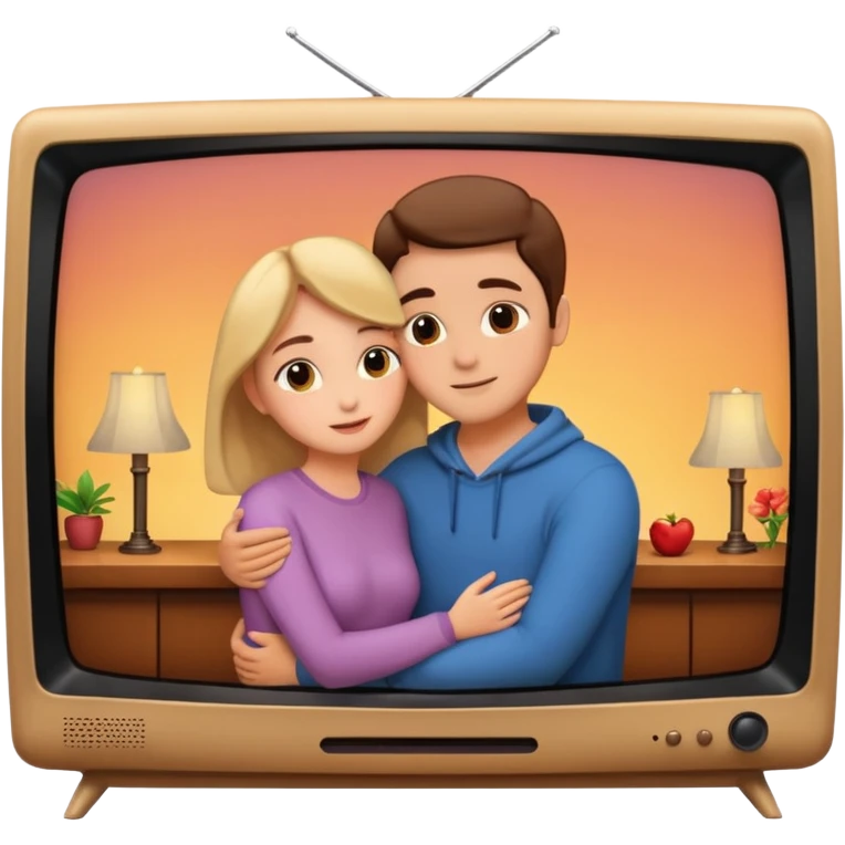 a romantic movie shown on a television emoji