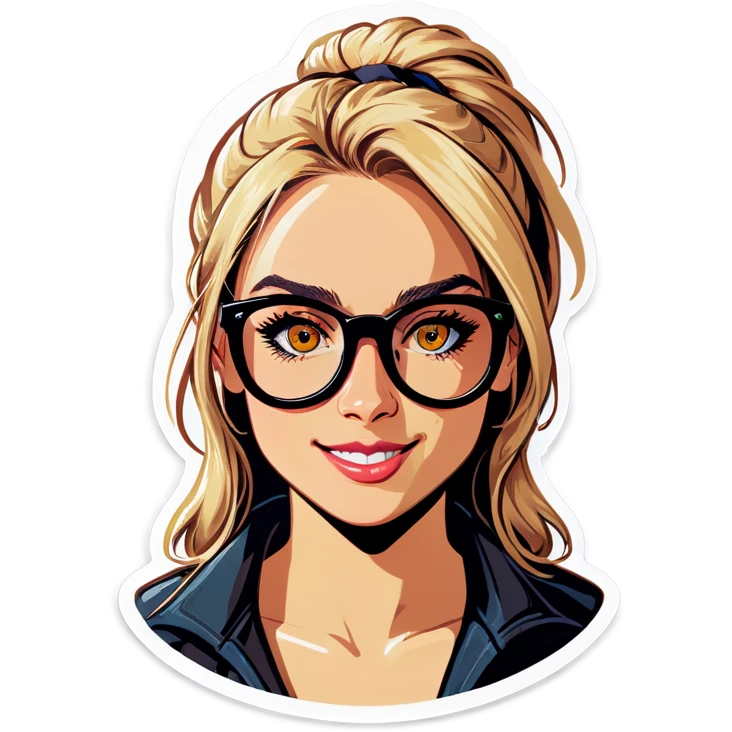 Rubia con gafas y pelo largo emoji