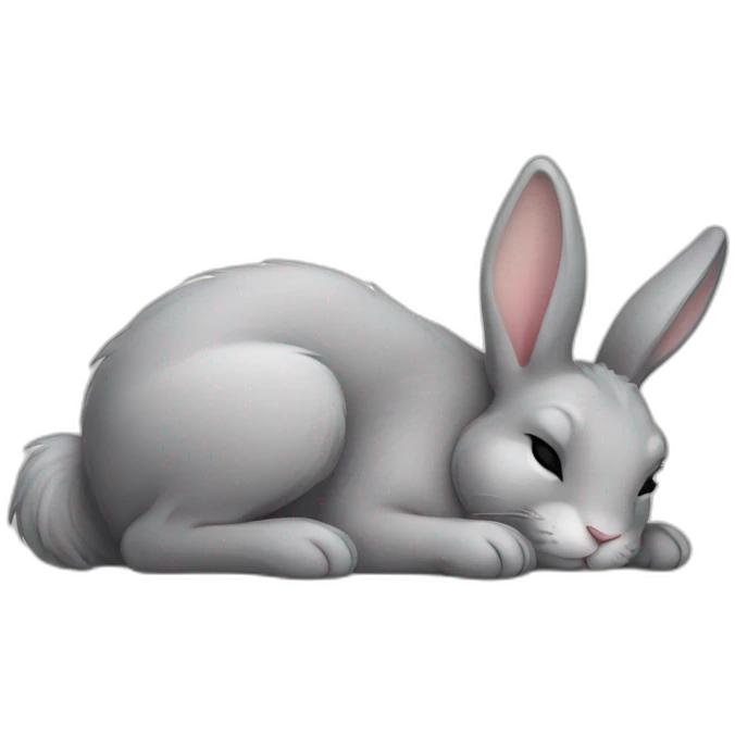 grey bunny sleeping on parket emoji