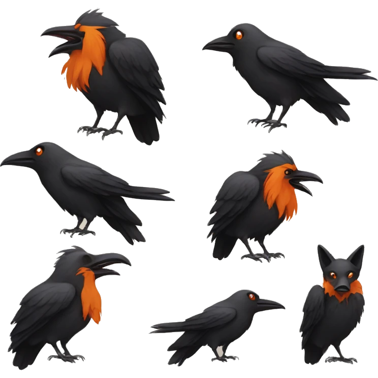 Crow on a fox head emoji