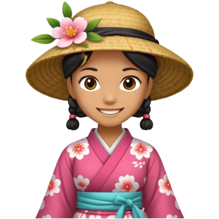 Samurais in Hat, Lone samurai in hat, blossom dress emoji