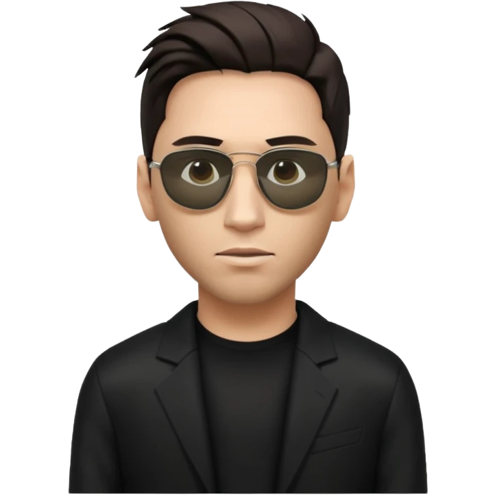 Messi dressed as Neo from The Matrix, with dark glasses and slicked hair emoji
