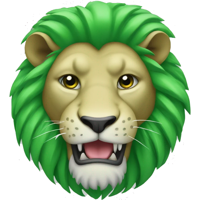 Green Lion face with joint in his mouth emoji