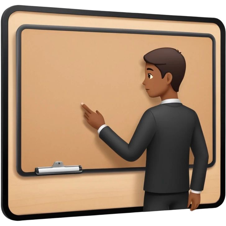 Minimalistic flat vector icon, iOS style, thin black contour on white background. Person silhouette with a project board (kanban/task board) behind. No text, no shadows.
 emoji