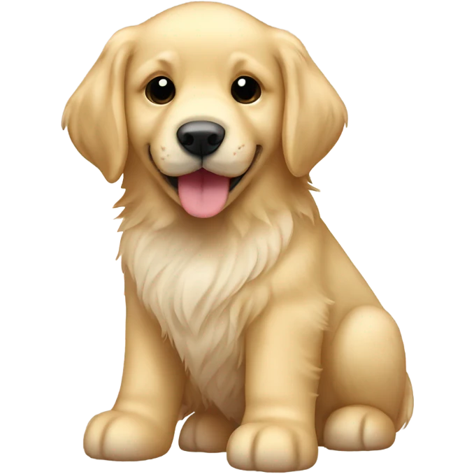 English cream golden retriever holding bear plushy emoji