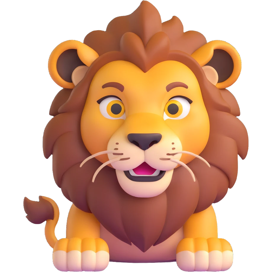naughty lion looking sideways with mischievous expression emoji