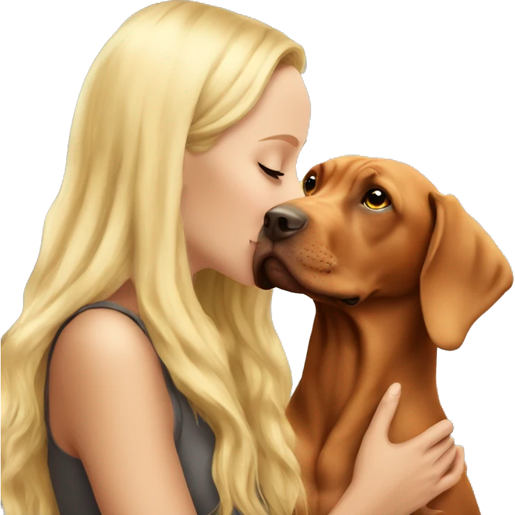 Pretty blonde girl kissing vizsla  emoji